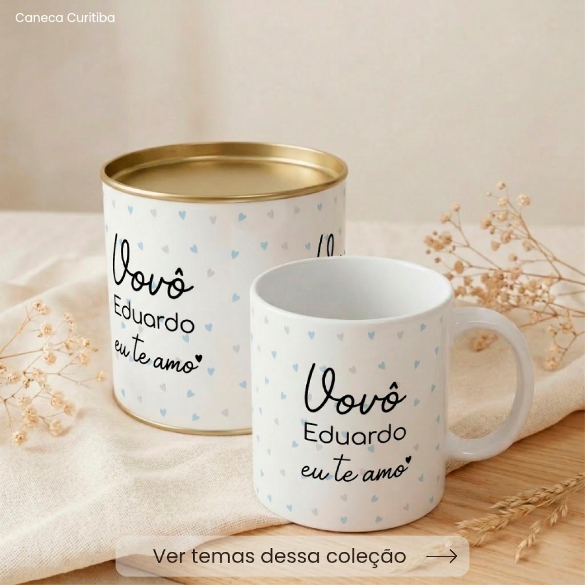 Lata Avó(ô) Presente com Caneca Personalizada
