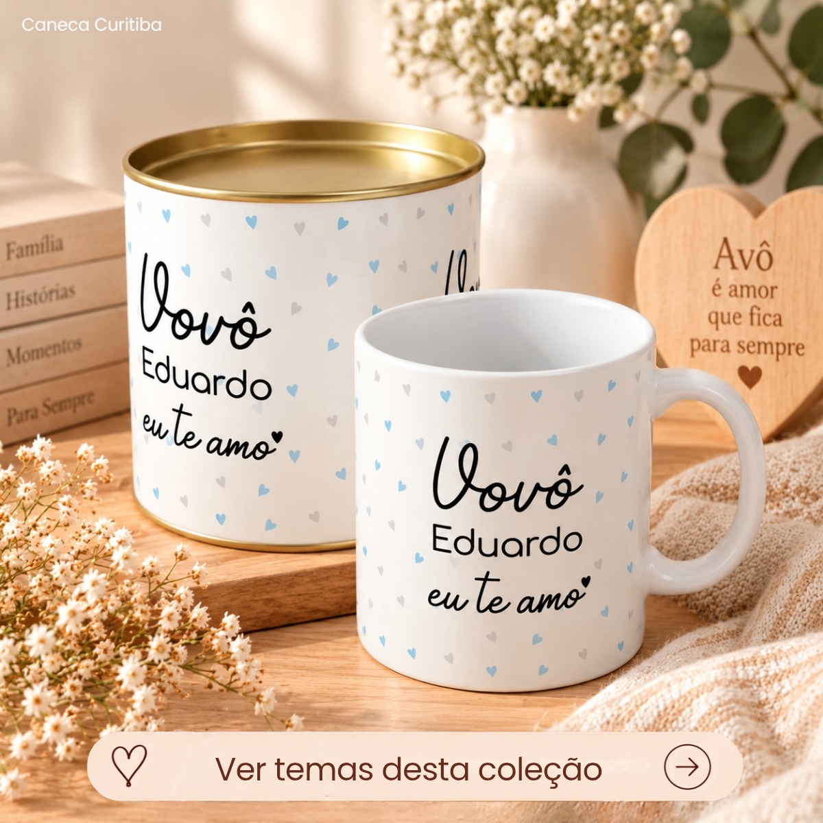 Lata Avó(ô) Presente com Caneca Personalizada Lata Avó(ô) Presente com Caneca Personalizada