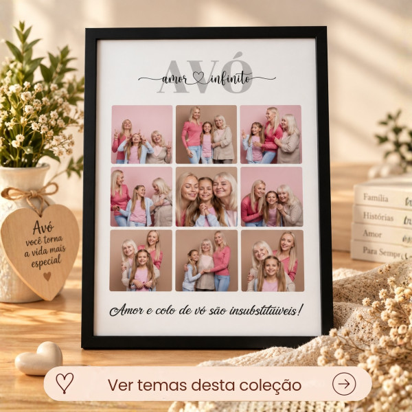 Quadro Avó(ô)s Personalizado com Foto e Moldura Preta A4 Quadro Avó(ô)s Personalizado com Foto e Moldura Preta A4