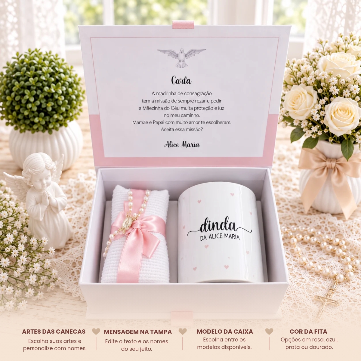 Convite para Padrinho ou Madrinha de Batismo Mini Terço Convite para Padrinho ou Madrinha de Batismo Mini Terço