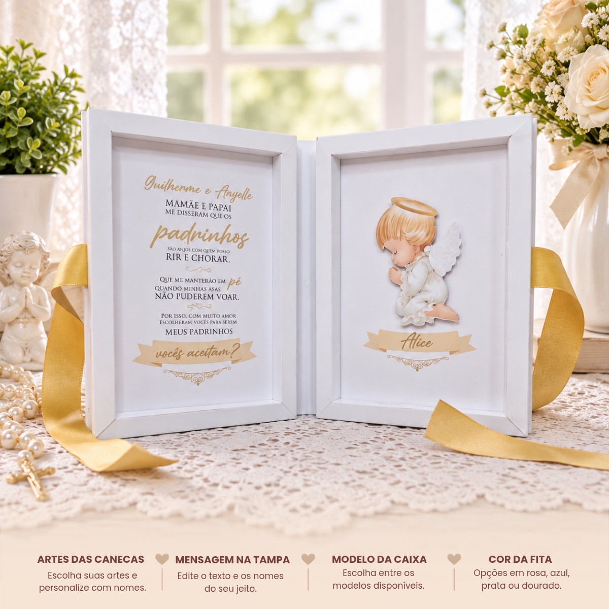 Livro Convite Padrinhos de Batismo - Luxo Offset 240g Livro Convite Padrinhos de Batismo - Luxo Offset 240g