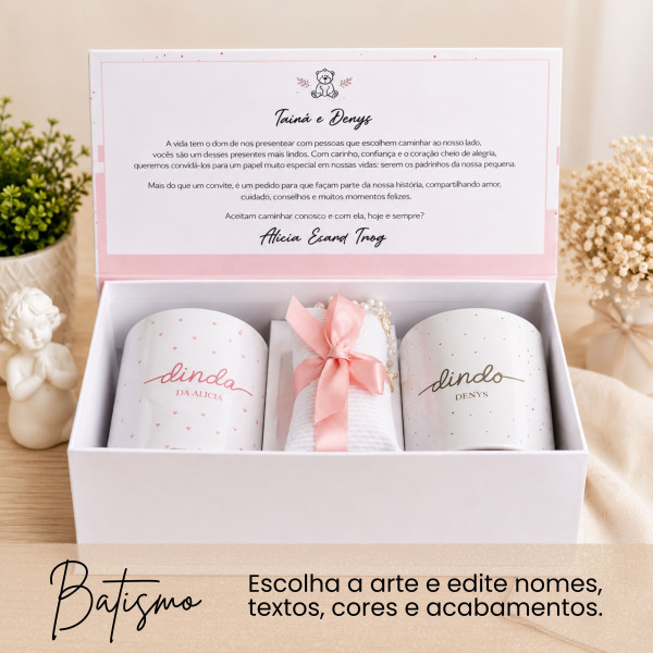 Caixa Convite Padrinhos Batismo Personalizada Caixa Convite Padrinhos Batismo Personalizada