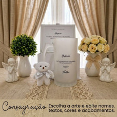 Caixa Convite Padrinhos de Consagração Vidro Jateado 475 ml Caixa Convite Padrinhos de Consagração Vidro Jateado 475 ml
