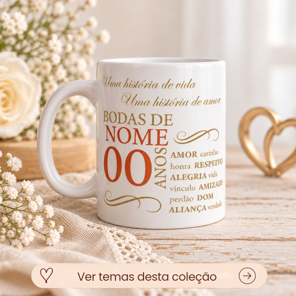Coleção Bodas de Casamento Personalizada com Foto e Data Coleção Bodas de Casamento Personalizada com Foto e Data