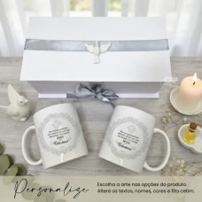 Caixa Convite Padrinhos Crisma Canecas e Almofadinha Mini Terço Caixa Convite Padrinhos Crisma Canecas e Almofadinha Mini Terço