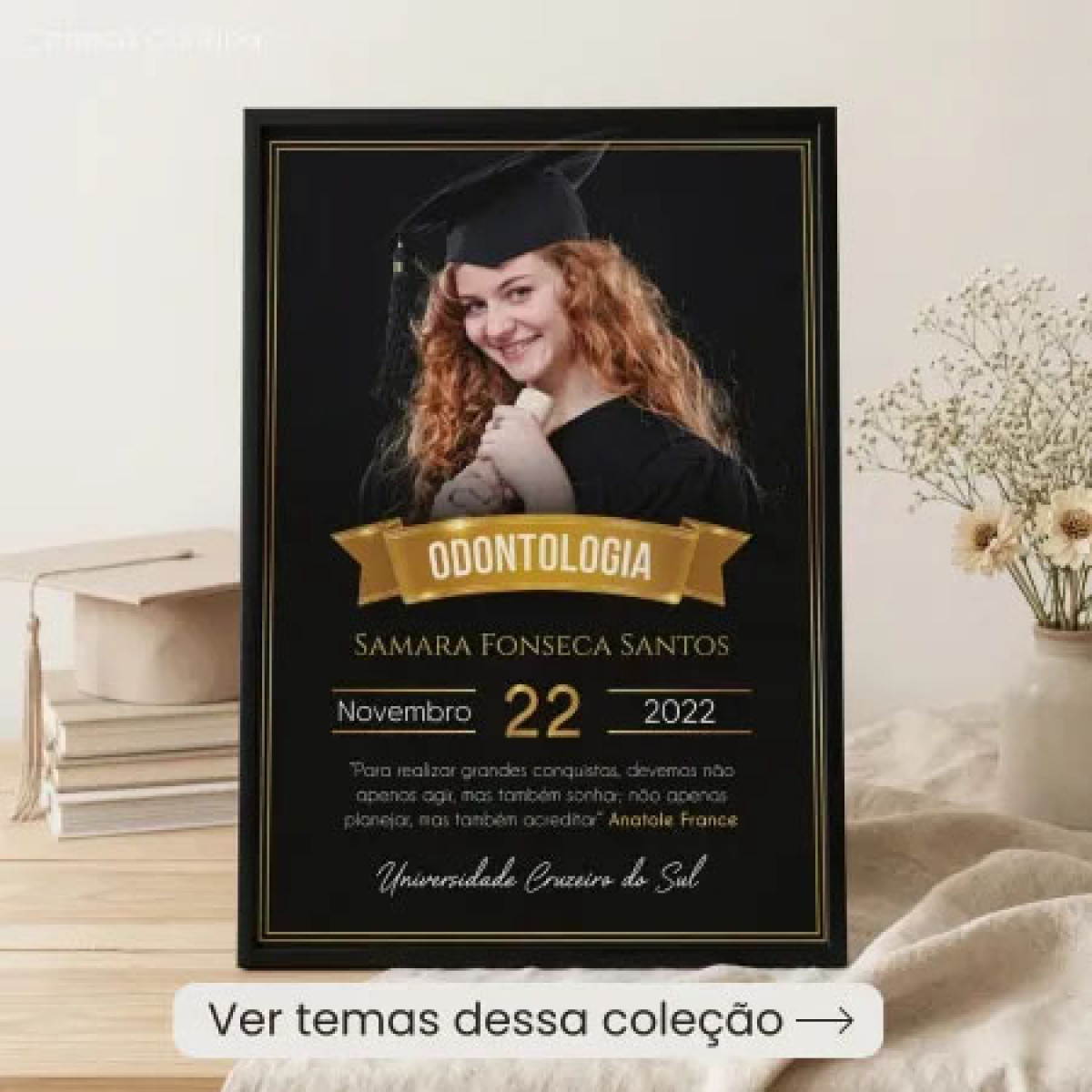 Quadro Formatura Personalizado com Foto e Moldura Preta A4 Quadro Formatura Personalizado com Foto e Moldura Preta A4