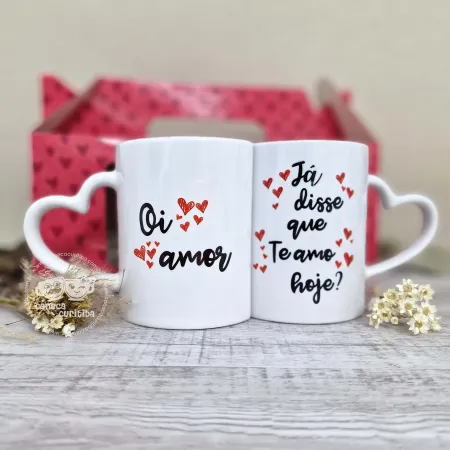 Caneca Dupla Coração Meia Lua