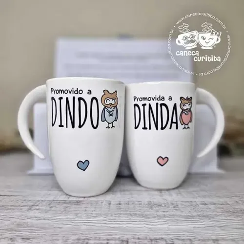 Caixa Convite Padrinhos Batismo Caneca Alça Lua 