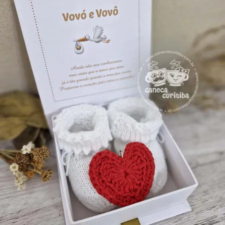 Caixa Personalizada Revelação gravidez Avós Sapatinho