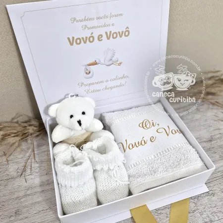 Caixa Revelação Gravidez Vovó e Vovô dourado (Pronta Entrega)
