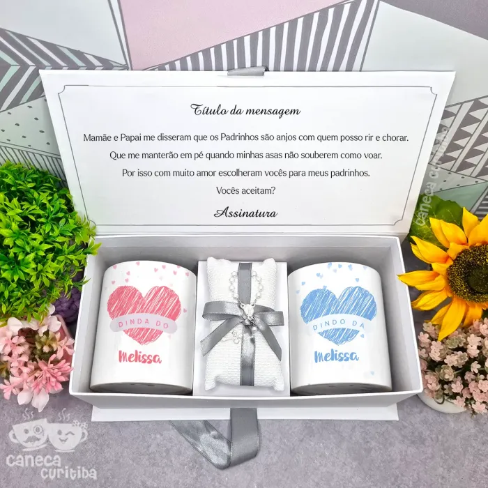 Caixa Convite Padrinhos Batismo 
