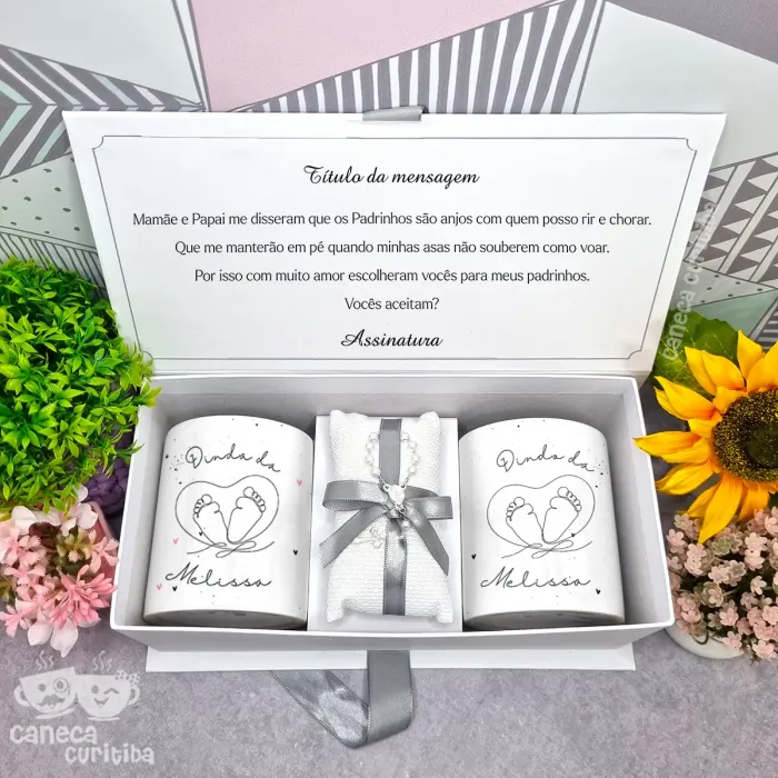 Caixa Convite Padrinhos Batismo 