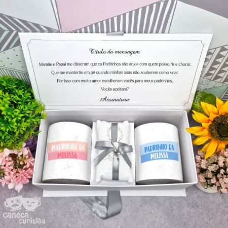 Caixa Convite Padrinhos Batismo 