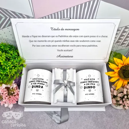 Caixa Convite Padrinhos Batismo 