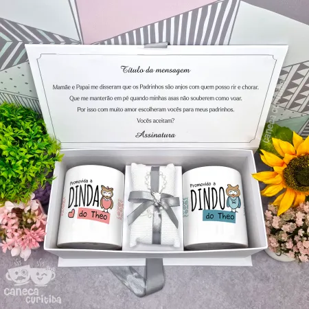 Caixa Convite Padrinhos Batismo 