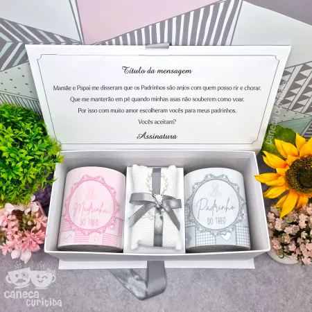 Caixa Convite Padrinhos Batismo 