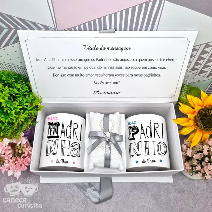 Caixa Convite Padrinhos Batismo 