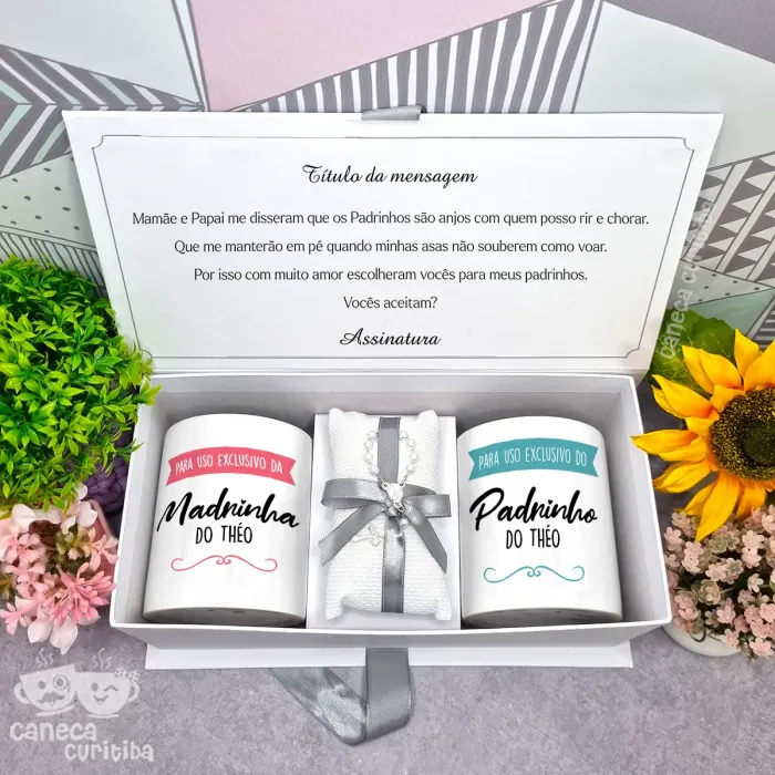 Caixa Convite Padrinhos Batismo 