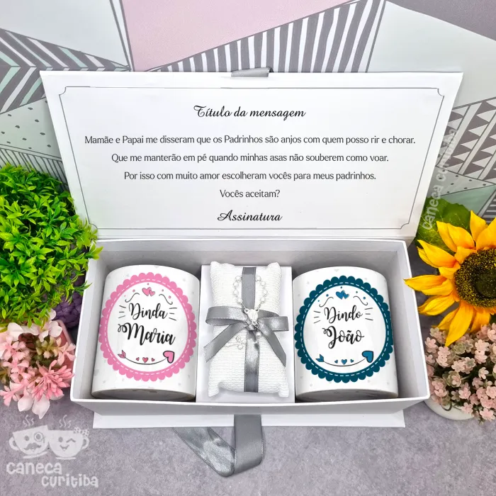 Caixa Convite Padrinhos Batismo 