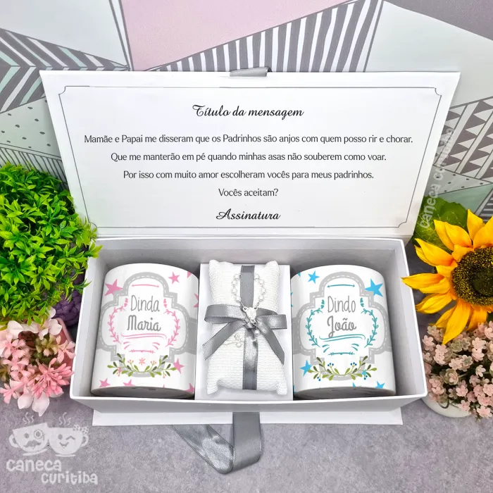 Caixa Convite Padrinhos Batismo 