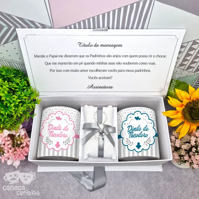 Caixa Convite Padrinhos Batismo 