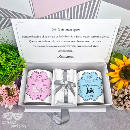 Caixa Convite Padrinhos Batismo 
