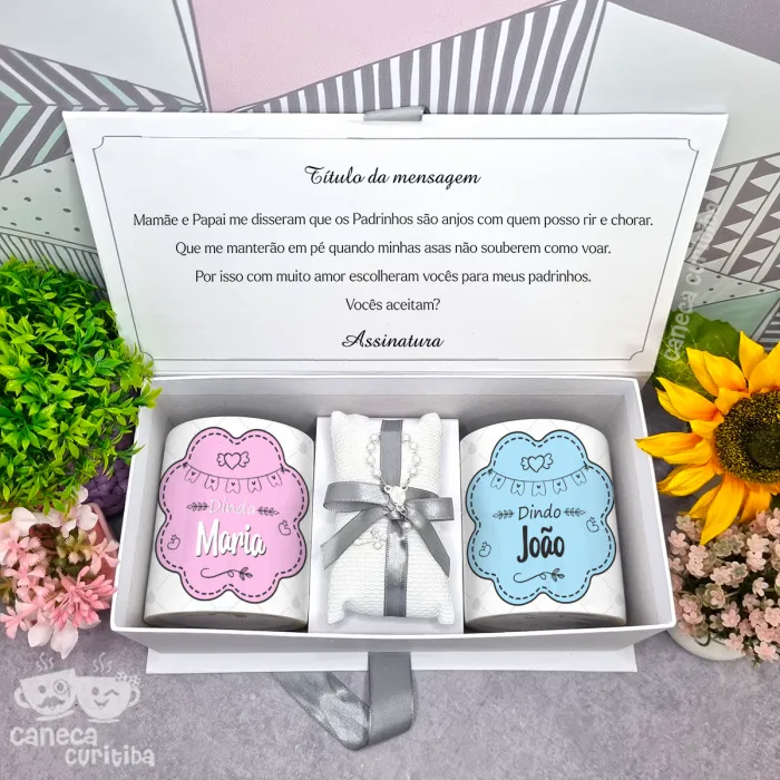 Caixa Convite Padrinhos Batismo 