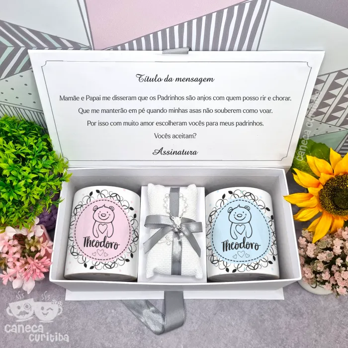 Caixa Convite Padrinhos Batismo 