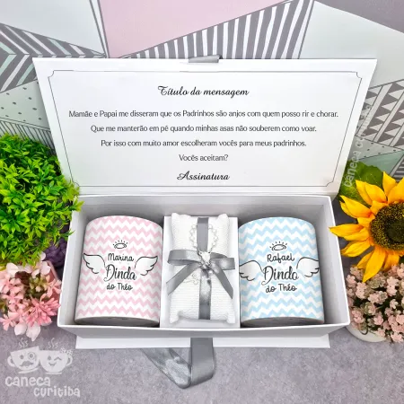 Caixa Convite Padrinhos Batismo 