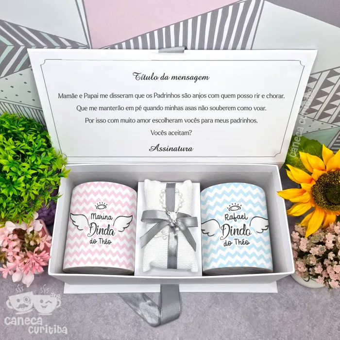 Caixa Convite Padrinhos Batismo 