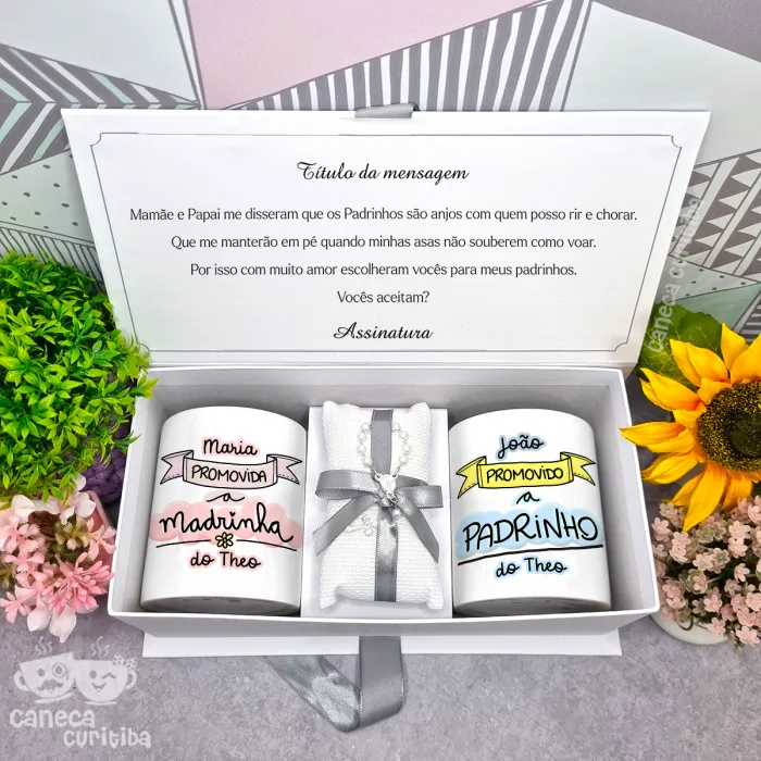 Caixa Convite Padrinhos Batismo 