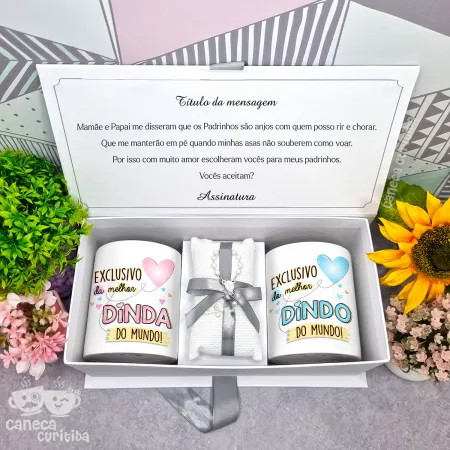 Caixa Convite Padrinhos Batismo 