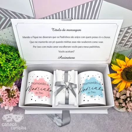 Caixa Convite Padrinhos Batismo 