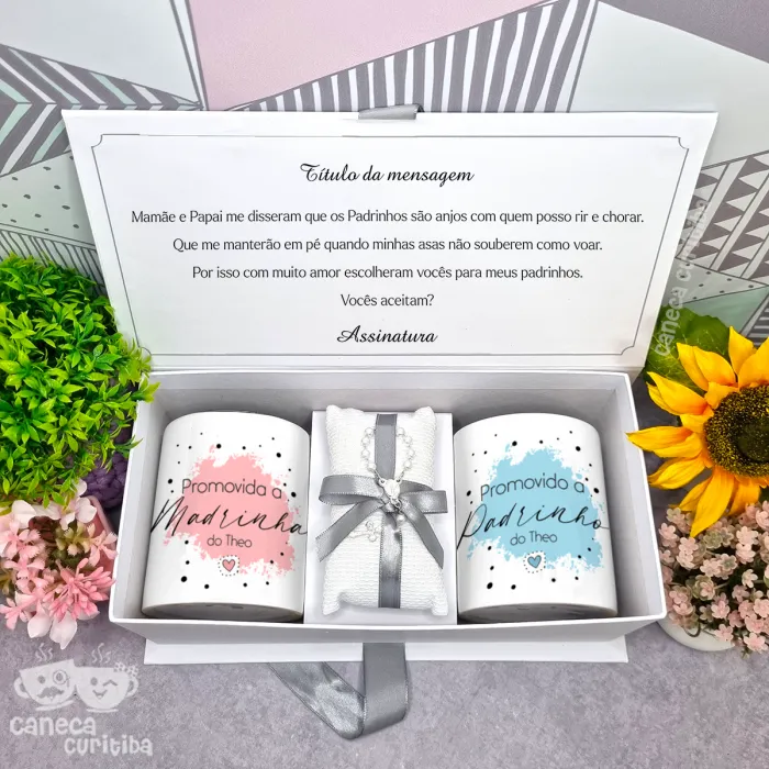 Caixa Convite Padrinhos Batismo 