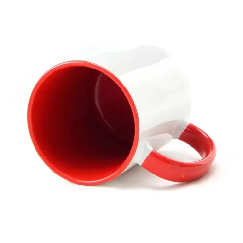 Caneca Cerâmica Alça e Interior Vermelho Personalizada