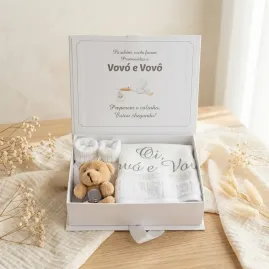 Caixa Revelação Gravidez para Vovó e Vovô Prata Pronta Entre...
