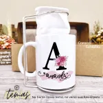 Kit Caneca Personalizada com Mini coador (Alfabeto)