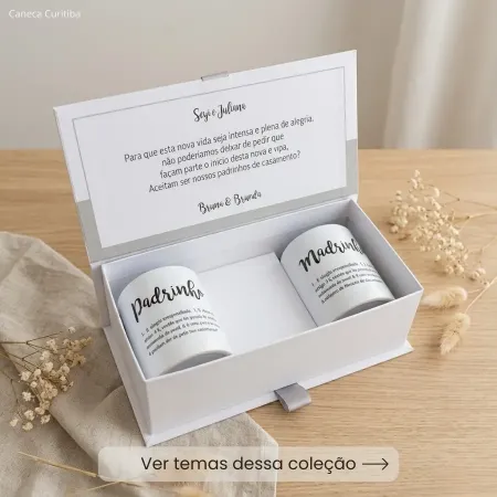 Caixa Convite Padrinhos de Casamento (02 Canecas)