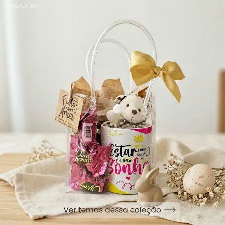 Kit Presente com Caneca Personalizada, Ursinho e Bombons