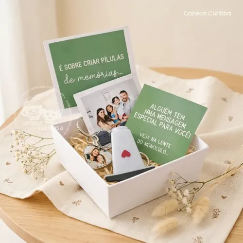 Caixinha Presente com Chaveiro Monóculo Personalizado
