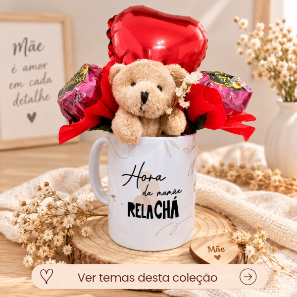 Kit Presente Mãe Caneca Personalizada com Balão e Ursinho Kit Presente Mãe Caneca Personalizada com Balão e Ursinho