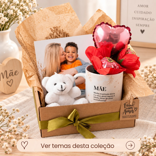 Kit Caixa Presente com Caneca e Azulejo Personalizado Mãe Kit Caixa Presente com Caneca e Azulejo Personalizado Mãe