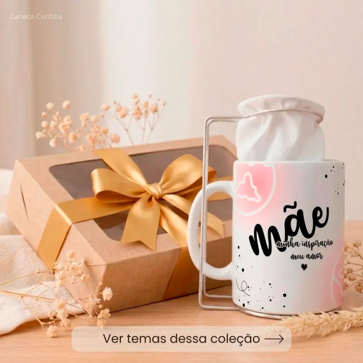 Kit Mãe Café Personalizado com Mini Coador e Caneca