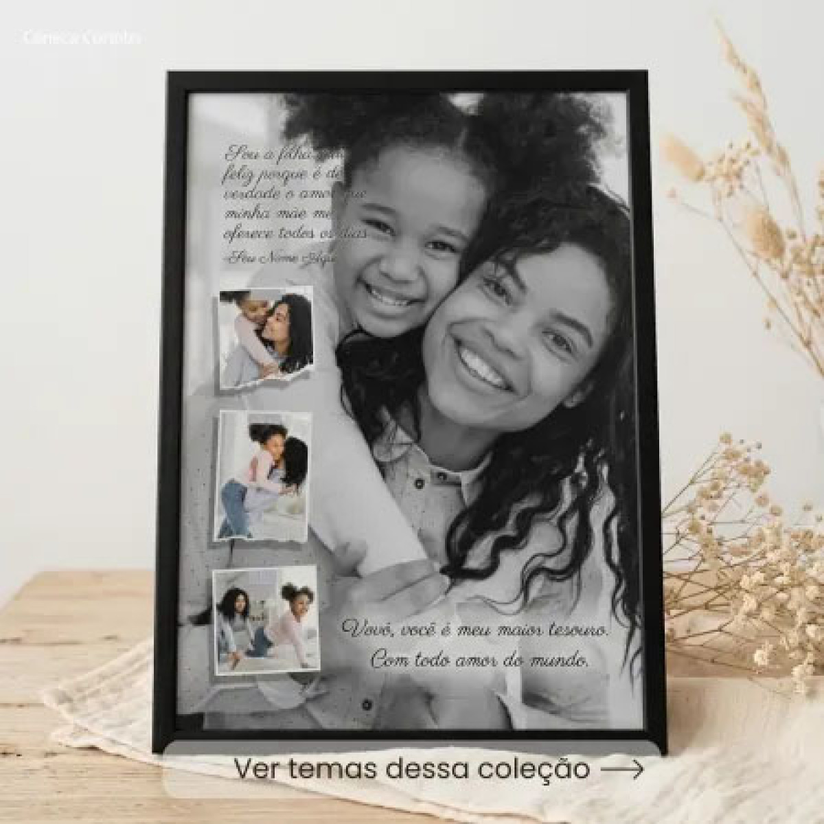 Quadro Mãe Personalizado com Foto e Moldura Preta A4