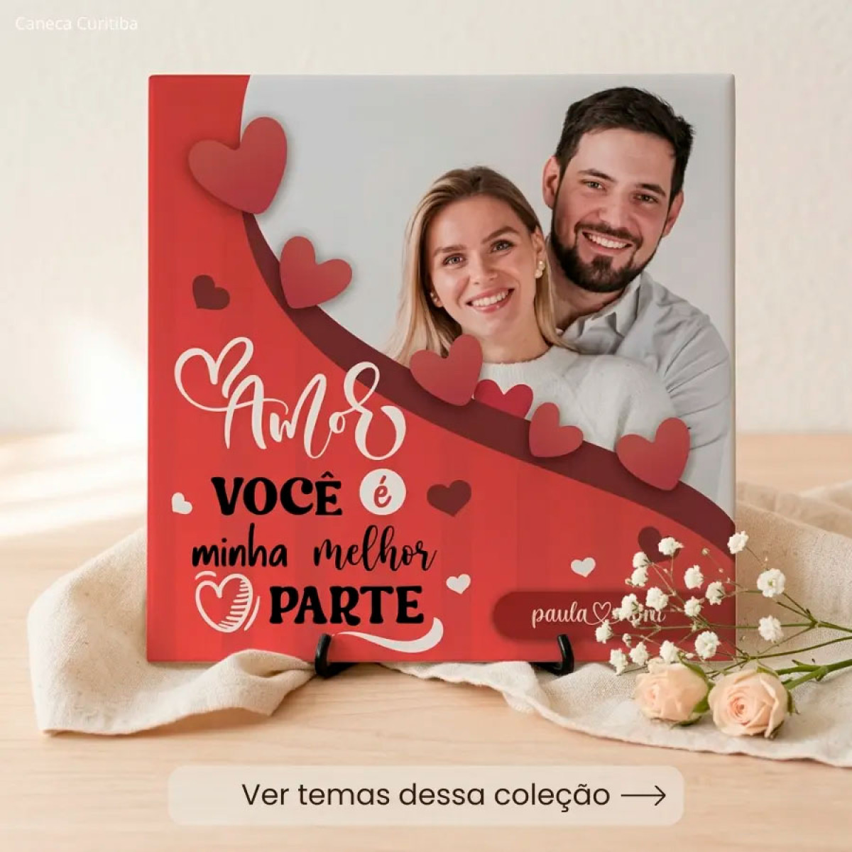 Azulejo Casal Personalizado com Foto 15x15 cm Arte, Foto, Texto