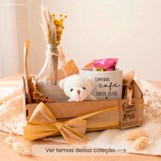 Kit Namoro Caixotinho MDF com Caneca Personalizada, Ursinho e Mimos Kit Namoro Caixotinho MDF com Caneca Personalizada, Ursinho e Mimos