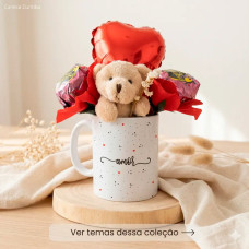 Kit Presente Namoro Caneca Personalizada com Balão e Ursinho Kit Presente Namoro Caneca Personalizada com Balão e Ursinho