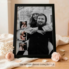 Quadro Casal Personalizado com Foto e Moldura Preta A4 Quadro Casal Personalizado com Foto e Moldura Preta A4