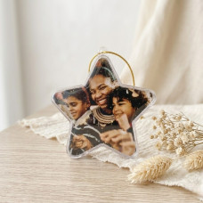 Bolinha de Natal Estrela com Foto Personalizada Bolinha de Natal Estrela com Foto Personalizada