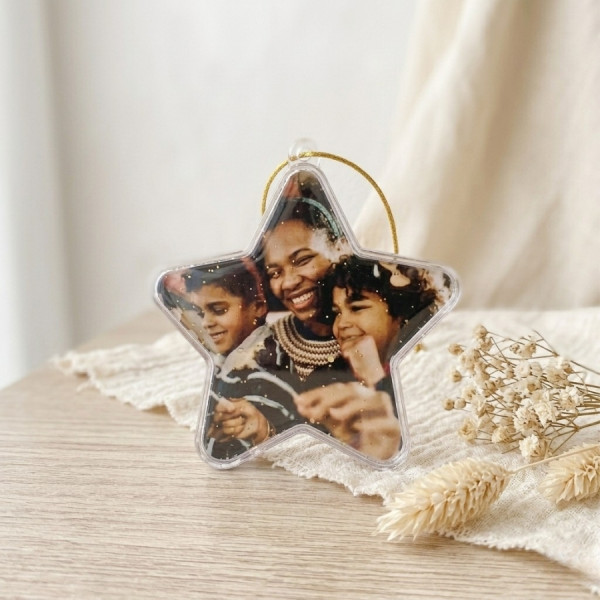 Bolinha de Natal Estrela com Foto Personalizada